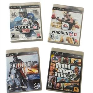 Lot of 4 PS3 Games GTA V, Battlefield 4, Madden 25 & Madden 11
